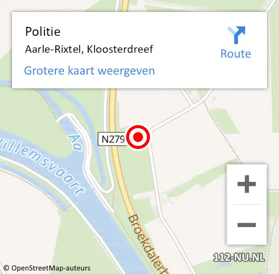 Locatie op kaart van de 112 melding: Politie Aarle-Rixtel, Kloosterdreef op 15 augustus 2022 15:37