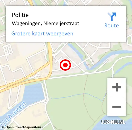 Locatie op kaart van de 112 melding: Politie Wageningen, Niemeijerstraat op 15 augustus 2022 15:39