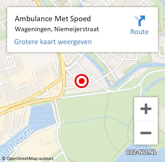 Locatie op kaart van de 112 melding: Ambulance Met Spoed Naar Wageningen, Niemeijerstraat op 15 augustus 2022 15:41