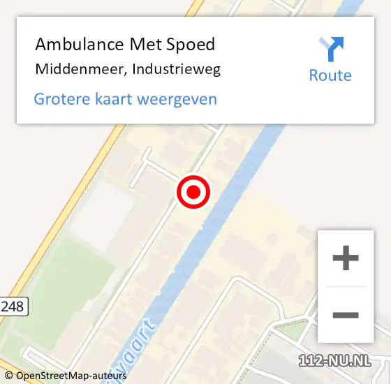 Locatie op kaart van de 112 melding: Ambulance Met Spoed Naar Middenmeer, Industrieweg op 15 augustus 2022 15:42
