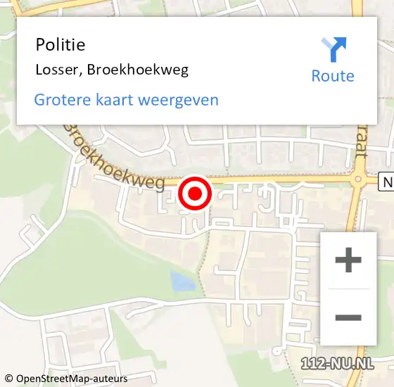 Locatie op kaart van de 112 melding: Politie Losser, Broekhoekweg op 15 augustus 2022 15:54