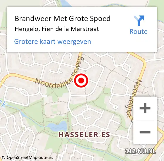 Locatie op kaart van de 112 melding: Brandweer Met Grote Spoed Naar Hengelo, Fien de la Marstraat op 15 augustus 2022 16:04