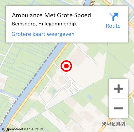 Locatie op kaart van de 112 melding: Ambulance Met Grote Spoed Naar Beinsdorp, Hillegommerdijk op 15 augustus 2022 16:25