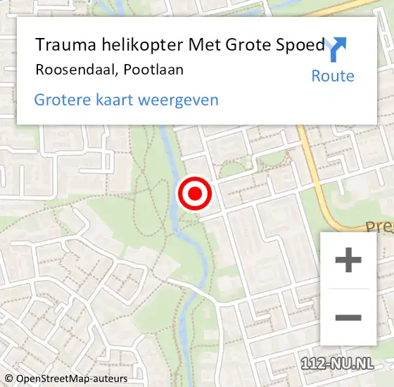 Locatie op kaart van de 112 melding: Trauma helikopter Met Grote Spoed Naar Roosendaal, Pootlaan op 15 augustus 2022 17:15