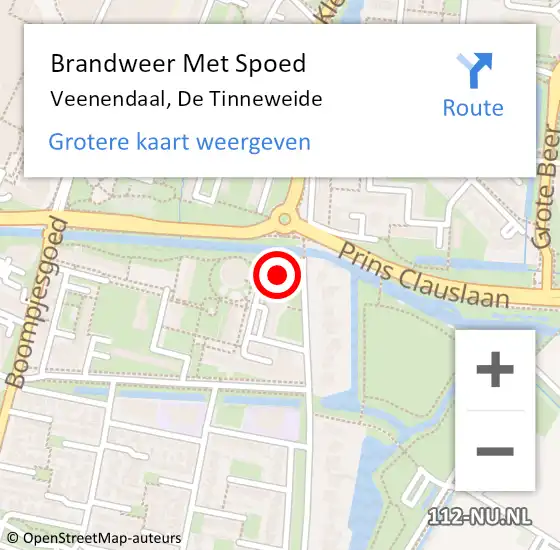Locatie op kaart van de 112 melding: Brandweer Met Spoed Naar Veenendaal, De Tinneweide op 15 augustus 2022 17:22