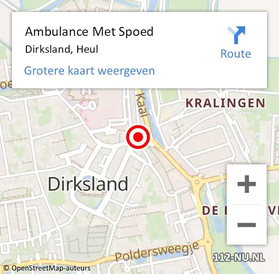 Locatie op kaart van de 112 melding: Ambulance Met Spoed Naar Dirksland, Heul op 15 augustus 2022 17:29