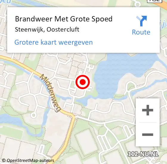 Locatie op kaart van de 112 melding: Brandweer Met Grote Spoed Naar Steenwijk, Oostercluft op 15 augustus 2022 18:01