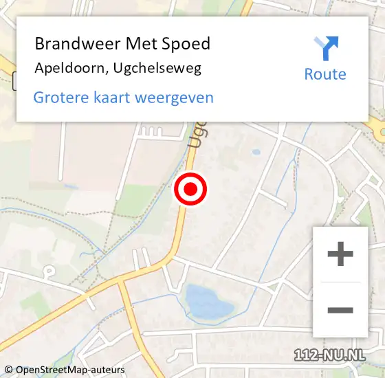 Locatie op kaart van de 112 melding: Brandweer Met Spoed Naar Apeldoorn, Ugchelseweg op 15 augustus 2022 18:04