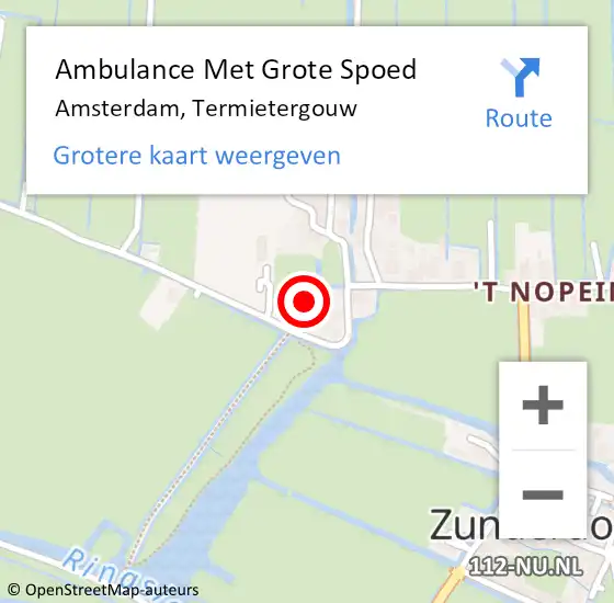 Locatie op kaart van de 112 melding: Ambulance Met Grote Spoed Naar Amsterdam, Termietergouw op 15 augustus 2022 18:06