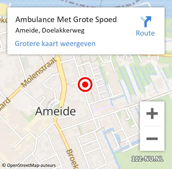 Locatie op kaart van de 112 melding: Ambulance Met Grote Spoed Naar Ameide, Doelakkerweg op 15 augustus 2022 18:14