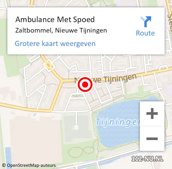 Locatie op kaart van de 112 melding: Ambulance Met Spoed Naar Zaltbommel, Nieuwe Tijningen op 15 augustus 2022 18:16