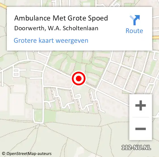 Locatie op kaart van de 112 melding: Ambulance Met Grote Spoed Naar Doorwerth, W.A. Scholtenlaan op 15 augustus 2022 18:35