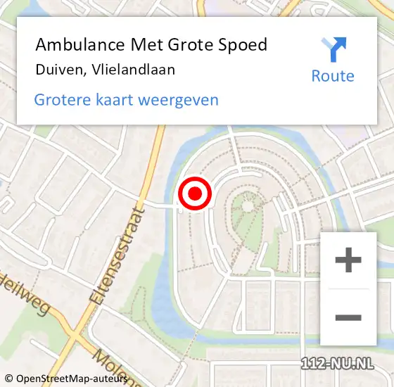 Locatie op kaart van de 112 melding: Ambulance Met Grote Spoed Naar Duiven, Vlielandlaan op 15 augustus 2022 18:54