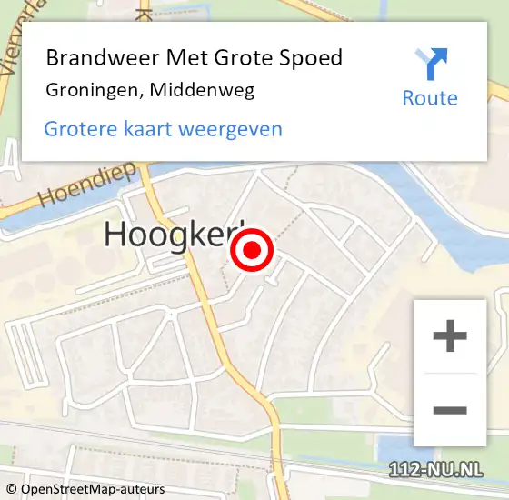 Locatie op kaart van de 112 melding: Brandweer Met Grote Spoed Naar Groningen, Middenweg op 15 augustus 2022 19:08