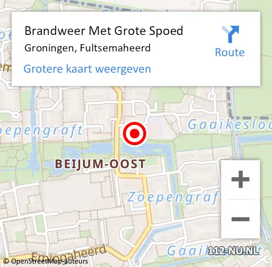 Locatie op kaart van de 112 melding: Brandweer Met Grote Spoed Naar Groningen, Fultsemaheerd op 9 oktober 2013 15:44