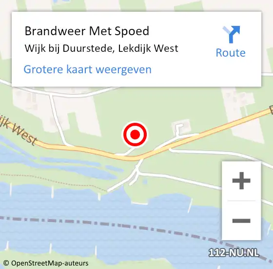 Locatie op kaart van de 112 melding: Brandweer Met Spoed Naar Wijk bij Duurstede, Lekdijk West op 15 augustus 2022 19:28