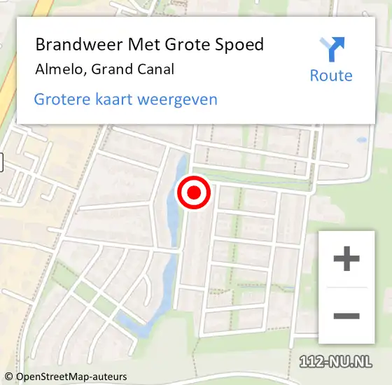 Locatie op kaart van de 112 melding: Brandweer Met Grote Spoed Naar Almelo, Grand Canal op 15 augustus 2022 19:55