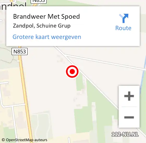 Locatie op kaart van de 112 melding: Brandweer Met Spoed Naar Zandpol, Schuine Grup op 15 augustus 2022 20:19