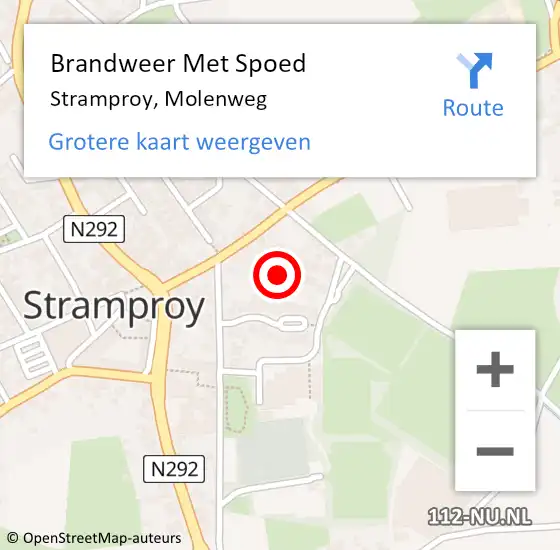 Locatie op kaart van de 112 melding: Brandweer Met Spoed Naar Stramproy, Molenweg op 15 augustus 2022 20:31