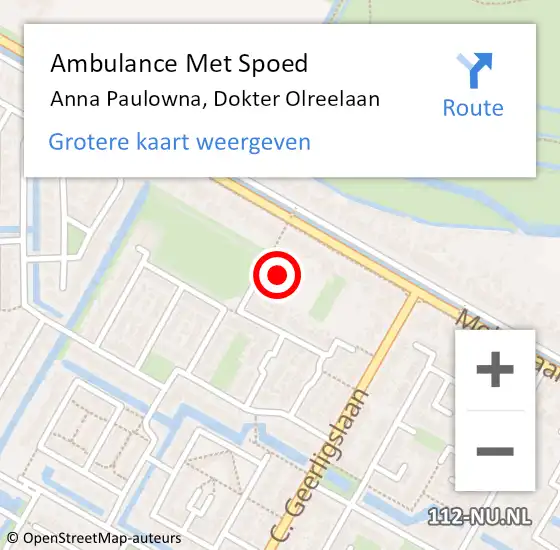 Locatie op kaart van de 112 melding: Ambulance Met Spoed Naar Anna Paulowna, Dokter Olreelaan op 15 augustus 2022 21:04