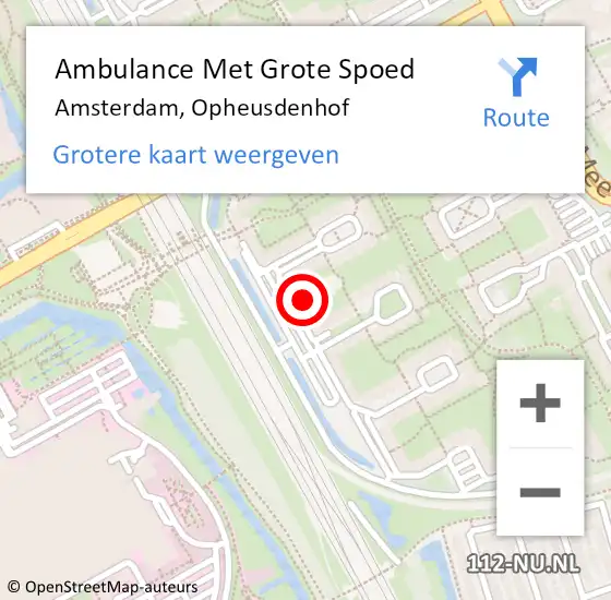 Locatie op kaart van de 112 melding: Ambulance Met Grote Spoed Naar Amsterdam-Zuidoost, Opheusdenhof op 15 augustus 2022 21:18