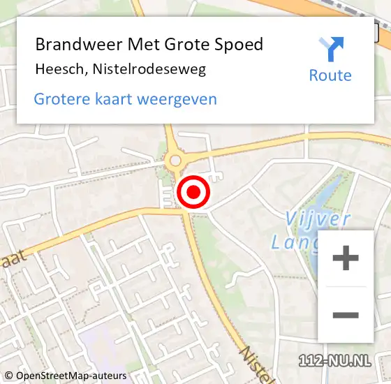 Locatie op kaart van de 112 melding: Brandweer Met Grote Spoed Naar Heesch, Nistelrodeseweg op 15 augustus 2022 21:24