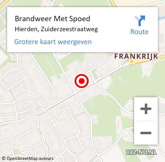 Locatie op kaart van de 112 melding: Brandweer Met Spoed Naar Hierden, Zuiderzeestraatweg op 15 augustus 2022 21:28