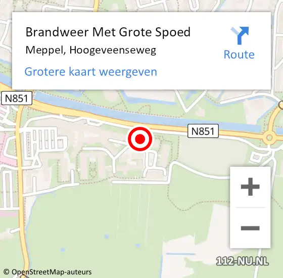 Locatie op kaart van de 112 melding: Brandweer Met Grote Spoed Naar Meppel, Hoogeveenseweg op 15 augustus 2022 21:44