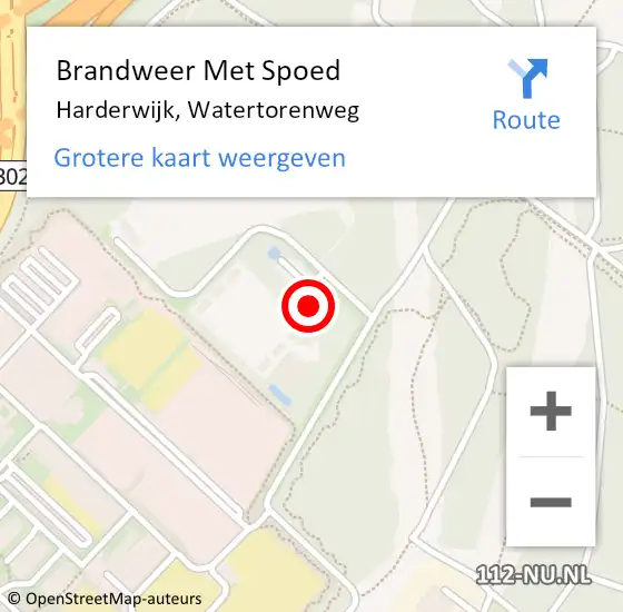 Locatie op kaart van de 112 melding: Brandweer Met Spoed Naar Harderwijk, Watertorenweg op 15 augustus 2022 22:01