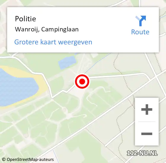 Locatie op kaart van de 112 melding: Politie Wanroij, Campinglaan op 15 augustus 2022 22:56