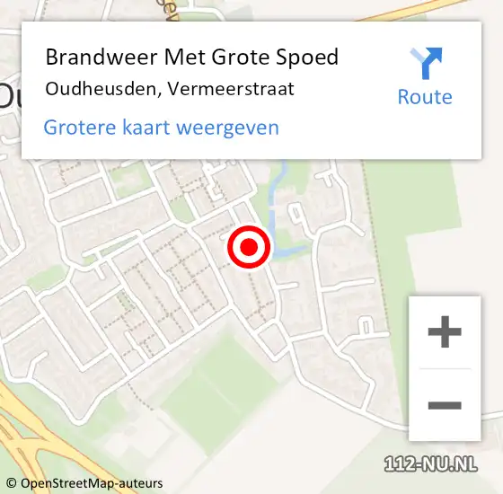Locatie op kaart van de 112 melding: Brandweer Met Grote Spoed Naar Oudheusden, Vermeerstraat op 15 augustus 2022 22:59