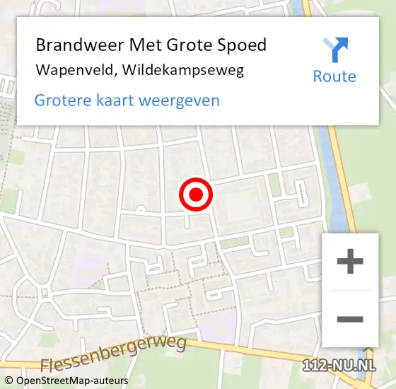 Locatie op kaart van de 112 melding: Brandweer Met Grote Spoed Naar Wapenveld, Wildekampseweg op 15 augustus 2022 23:16