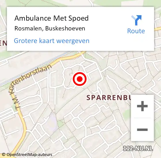 Locatie op kaart van de 112 melding: Ambulance Met Spoed Naar Rosmalen, Buskeshoeven op 26 juli 2014 14:19