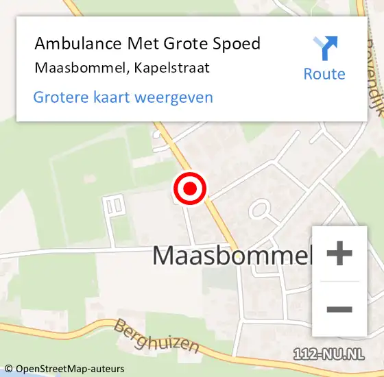 Locatie op kaart van de 112 melding: Ambulance Met Grote Spoed Naar Maasbommel, Kapelstraat op 16 augustus 2022 00:15