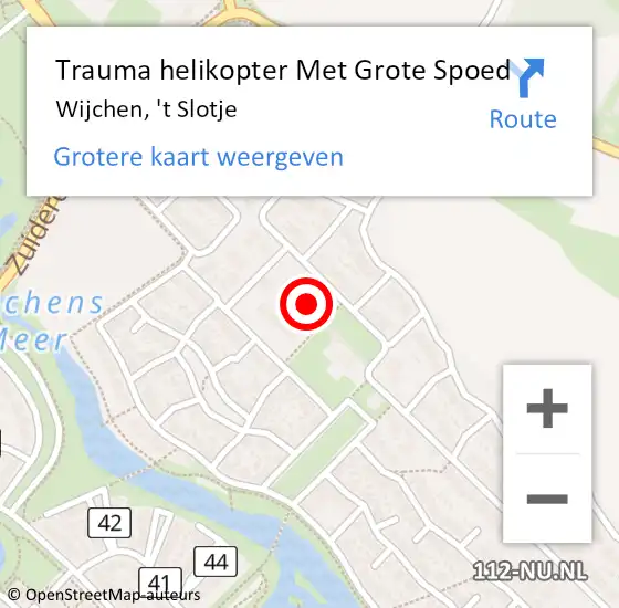 Locatie op kaart van de 112 melding: Trauma helikopter Met Grote Spoed Naar Wijchen, 't Slotje op 16 augustus 2022 00:38