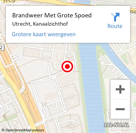 Locatie op kaart van de 112 melding: Brandweer Met Grote Spoed Naar Utrecht, Kanaalzichthof op 16 augustus 2022 01:24