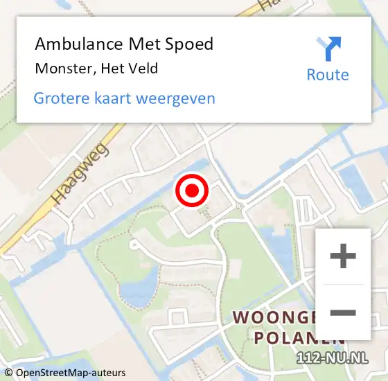 Locatie op kaart van de 112 melding: Ambulance Met Spoed Naar Monster, Het Veld op 16 augustus 2022 01:29