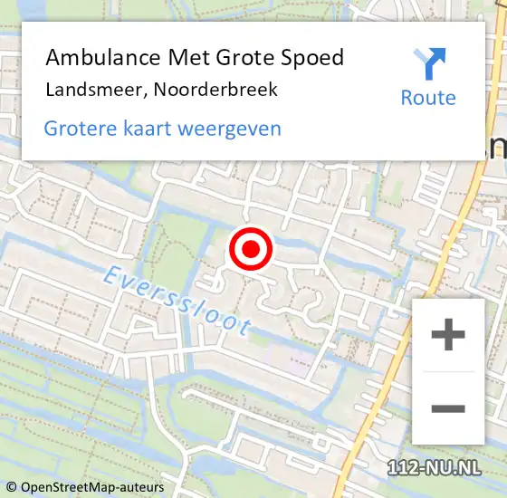 Locatie op kaart van de 112 melding: Ambulance Met Grote Spoed Naar Landsmeer, Noorderbreek op 16 augustus 2022 02:34