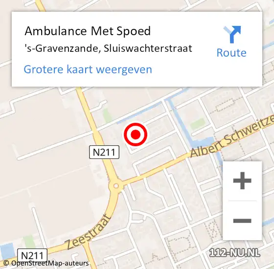 Locatie op kaart van de 112 melding: Ambulance Met Spoed Naar 's-Gravenzande, Sluiswachterstraat op 16 augustus 2022 02:34