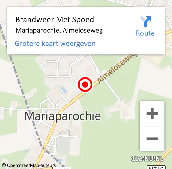 Locatie op kaart van de 112 melding: Brandweer Met Spoed Naar Mariaparochie, Almeloseweg op 26 juli 2014 14:28