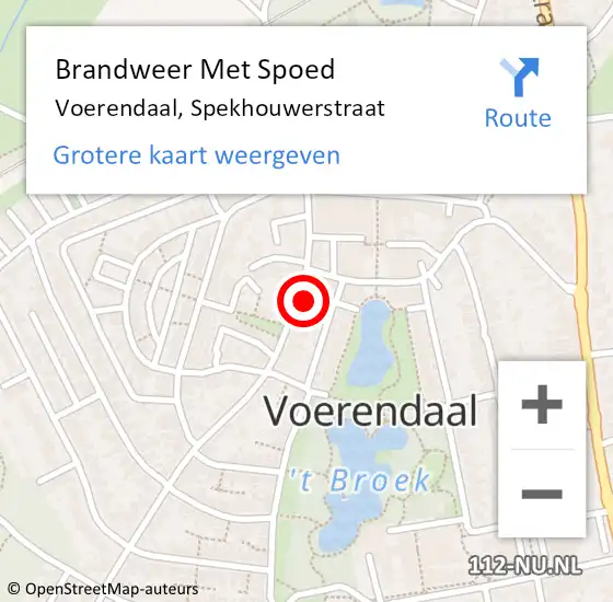 Locatie op kaart van de 112 melding: Brandweer Met Spoed Naar Voerendaal, Spekhouwerstraat op 16 augustus 2022 04:04