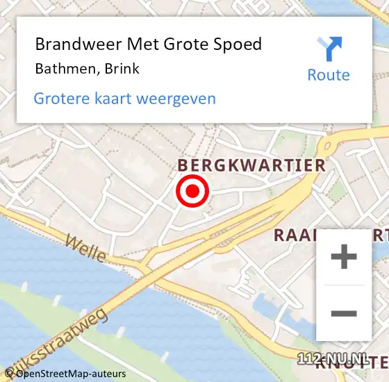 Locatie op kaart van de 112 melding: Brandweer Met Grote Spoed Naar Bathmen, Brink op 16 augustus 2022 04:13