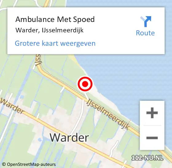 Locatie op kaart van de 112 melding: Ambulance Met Spoed Naar Warder, IJsselmeerdijk op 26 juli 2014 14:31