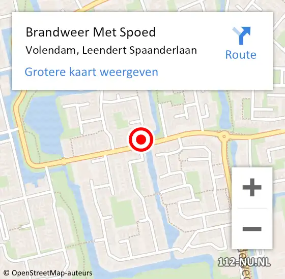 Locatie op kaart van de 112 melding: Brandweer Met Spoed Naar Volendam, Leendert Spaanderlaan op 16 augustus 2022 05:33