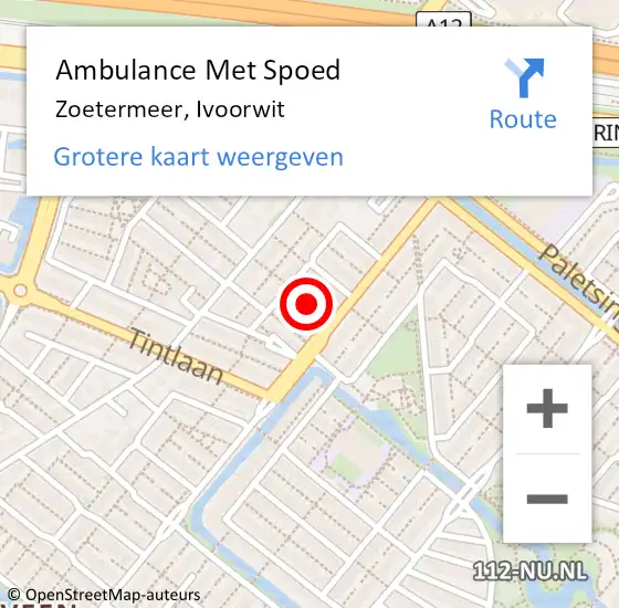 Locatie op kaart van de 112 melding: Ambulance Met Spoed Naar Zoetermeer, Ivoorwit op 16 augustus 2022 05:34