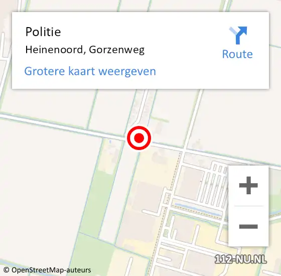 Locatie op kaart van de 112 melding: Politie Heinenoord, Gorzenweg op 16 augustus 2022 07:09