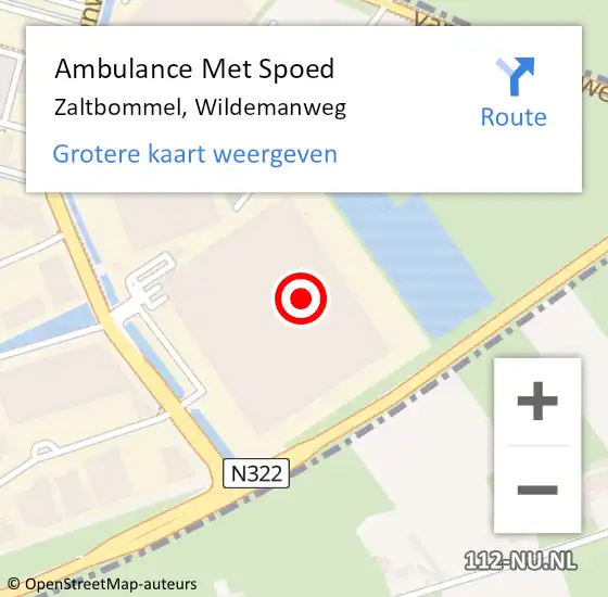 Locatie op kaart van de 112 melding: Ambulance Met Spoed Naar Zaltbommel, Wildemanweg op 16 augustus 2022 07:35