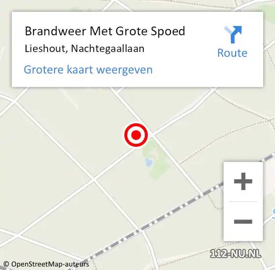 Locatie op kaart van de 112 melding: Brandweer Met Grote Spoed Naar Lieshout, Nachtegaallaan op 16 augustus 2022 08:09