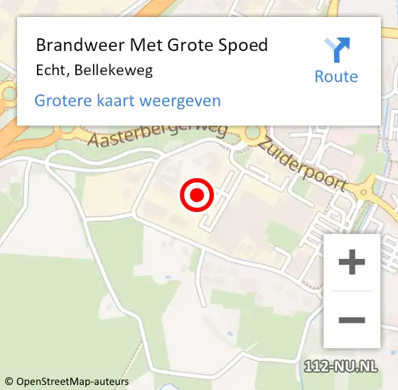 Locatie op kaart van de 112 melding: Brandweer Met Grote Spoed Naar Echt, Bellekeweg op 16 augustus 2022 08:10