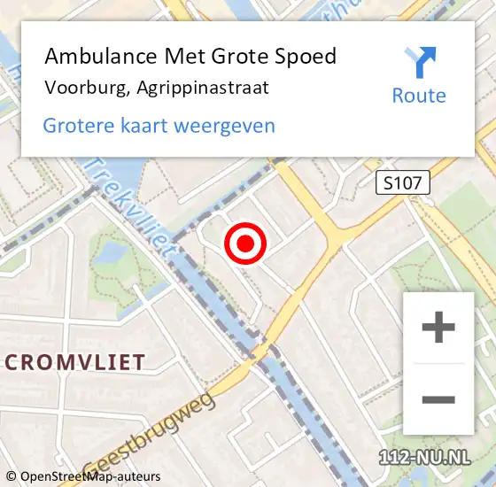 Locatie op kaart van de 112 melding: Ambulance Met Grote Spoed Naar Voorburg, Agrippinastraat op 16 augustus 2022 08:36